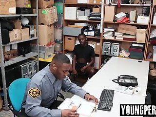 Black teen perp blows LP Officers cock and anal fucked