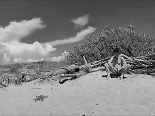 naked pathetic slave uninhibited masturbate on command at the gay beach